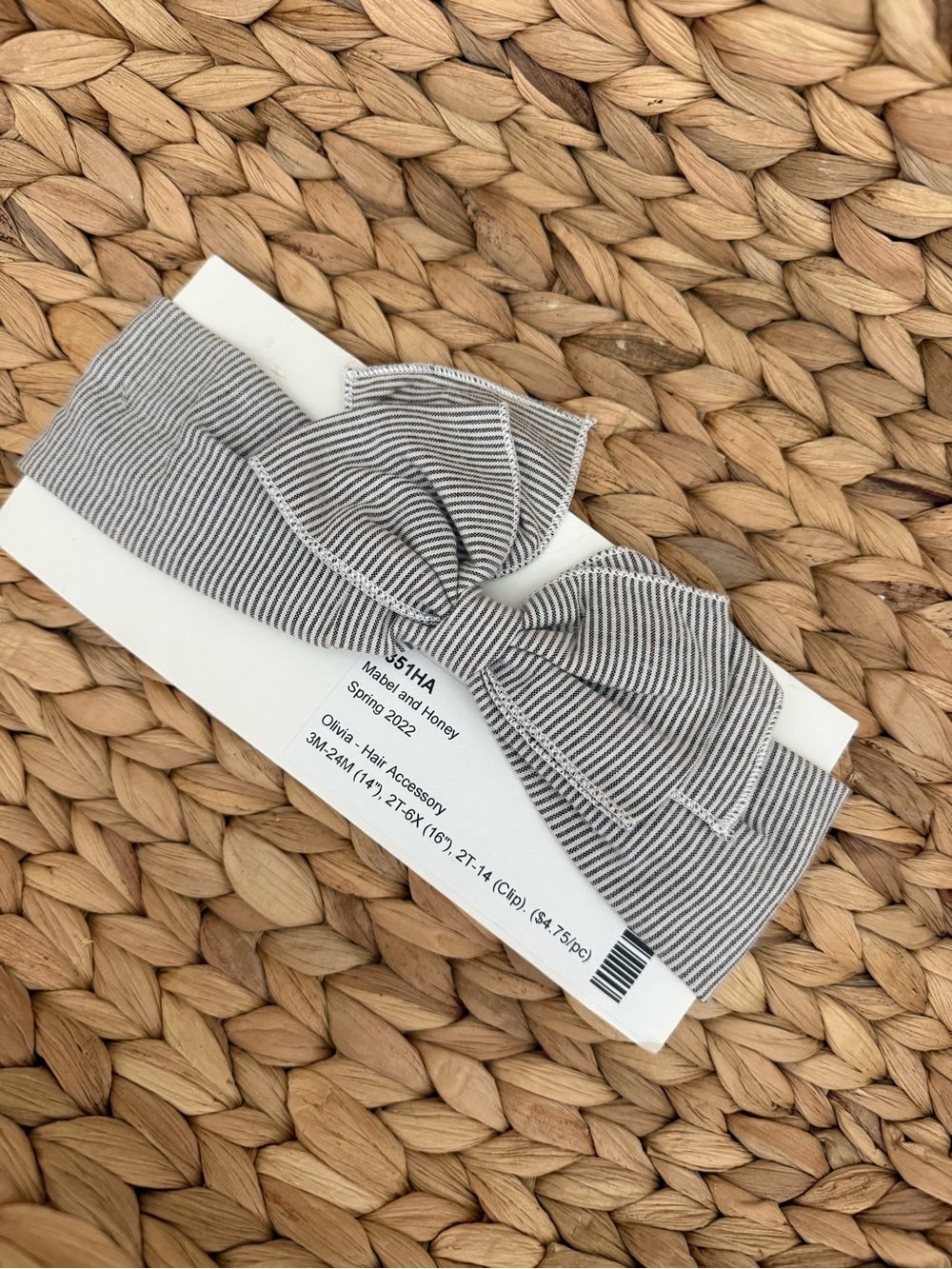 Striped Gray Knit Bow Headband
